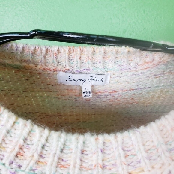 Emory Park Light Pastel Crop Chunky Knit Oversized Sleeves Size Large - Picture 5 of 8